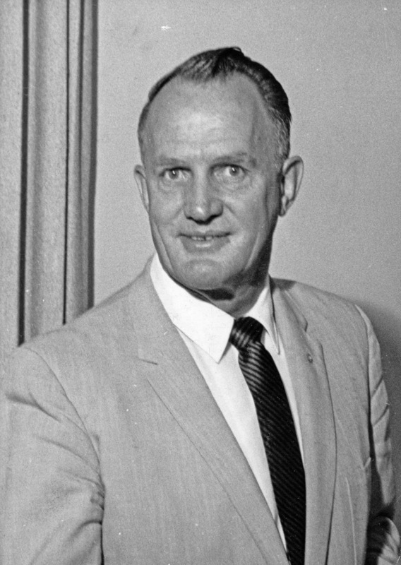 A formal portrait photo of Calvin C. Flint, the first Foothill president and the first district superintendent. Photo taken in early 1960s.