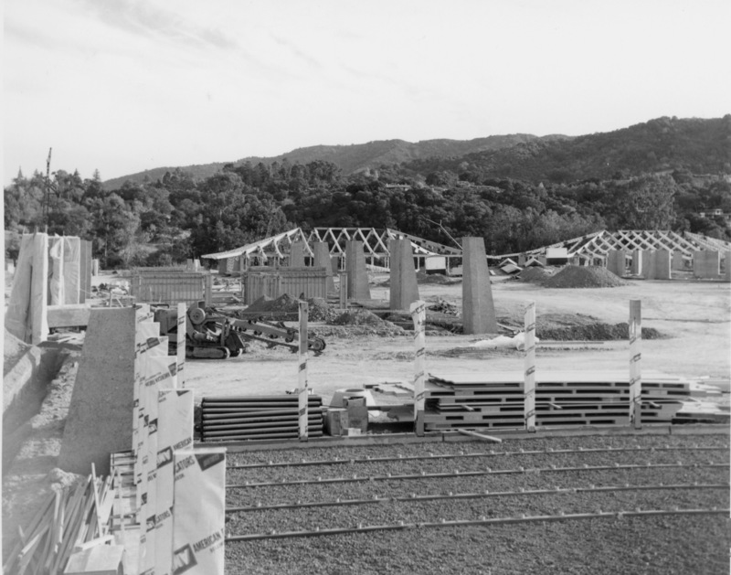 Foundations are laid and new buildings begin to take shape on the Foothill College campus, which opened to the public in Fall of 1961.