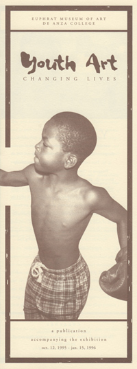 Cover of booklet entitled 'Youth Art' shows a young black boy boxing.