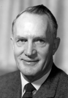 A photo portrait of Calvin C. Flint, the first president of Foothill College and the first district superintendent. Photo taken in early 1960s. 