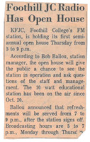 News article announcing KFJC's first semi-annual open house will be held on Thursday.