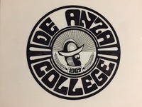 This De Anza College seal, no longer in use, was created by a local high school student and selected as the winner in a design contest. The  profile image in the center is Colonel Don Juan Bautista de Anza.