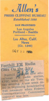 News article announcing KFJC going on air on October 20.