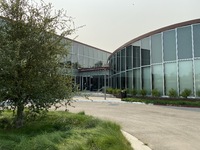 The new FHDA District Office building was completed in 2020. This view shows the main public entrance.