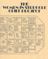 Each quilt square of 'map' describes content depicted on the actual quilt, e.g. 'Women's Struggle for Child Care.'