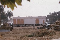 Le Petit Trianon, later known as the California History Center, is being moved to its temporary location behind the Library, until funds can be secured for restoration. 