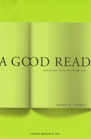 Yellow-green announcement with image of an open book.