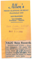 News article announcing that KFJC has bought 275 records, mostly classical.