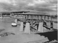 The iconic footbridge under construction at Foothill College in 1961.