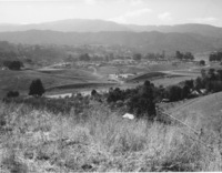A view of the college under construction, taken from a hillside that is now  on the opposite side of the 280 Freeway. 