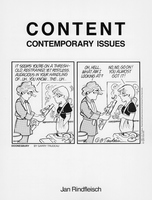 Cover of book entitled 'Content' shows two panels of a Doonesbury cartoon of husband trying to understand the meaning of wife's painting.