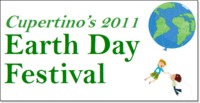 Graphic for Cupertino's 2011 Earth Day Festival with small image of world and two children