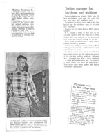 Photocopies of four undated articles from 1959; KFJC furniture installed, 175 records delivered, photo of Bob Ballou (duplicate item), editorial on Ballou from Foothill Sentinel.