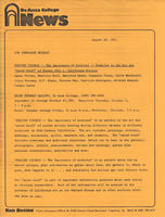 First page of De Anza press release for 'Staying Visible' on orange-gold paper.