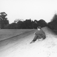 An unidentified Foothill College student surveys the location that will be a football field.
