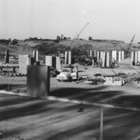 Local resident's homes, dotting the hillside in the background, have a great view of the construction project taking place in Los Altos Hills.