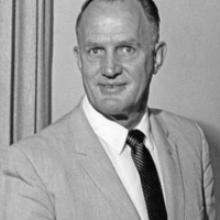 A formal portrait photo of Calvin C. Flint, the first Foothill president and the first district superintendent. Photo taken in early 1960s.