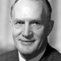 A photo portrait of Calvin C. Flint, the first president of Foothill College and the first district superintendent. Photo taken in early 1960s. 