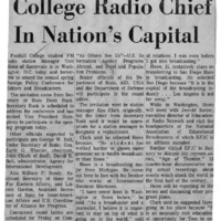 News article announcing that KFJC station manager Tom Howe will attend the Foreign Policy Conference for Editors and Broadcasters in Washington, D.C. today and tomorrow.