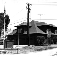 This carriage house, built by the Griffin family in 1901, was used as the Los Altos Hills Fire Department station for many years. Today is houses the district's archives. Photo taken in the 1970's.