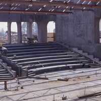 The Forum 3 and Forum 4 classrooms are being built. Each room will be a small lecture hall with raised seating for better visibility. 