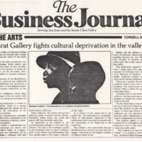 Side-view facial closeups of young black boy in front of older black woman.
