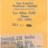 News article announcing KFJC going on air on October 20.