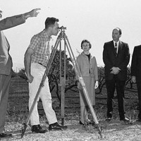 District Trustees observe the topographical survey of what is to become the site of De Anza College. 