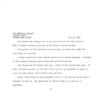Press release announcing that KFJC has acquired 175 records, mostly classical music with some light and airy tunes, to add to its existing collection of jazz, mood and hi-fi records.