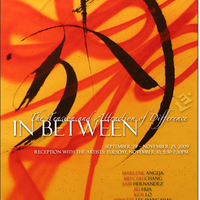 'Calligraffiti,' an abstract mix of calligraphy and graffiti. Red, orange, and black. Basic show info.