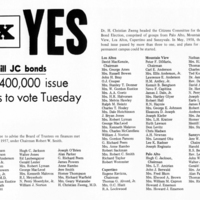 A graphic showing the cities and the persons who worked to help get the District's first bond passed in 1958.