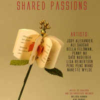 Penny Nii sculpture: a small open book with hearts appears as a flower on a stem.
