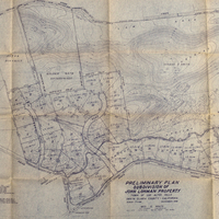 A map of the property prior to the purchase by Foothill College, showing the land owned by the Lohman family, the Cusack family and other smaller partitions.