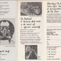 Brochure inside with examples of small pictorial and sculptural artworks.