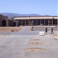 Students and community members explore the new campus prior to opening. Most buildings have been completed and the campus awaits landscaping to compliment the appearance.