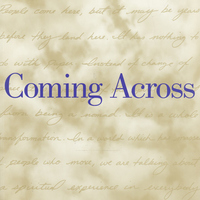 Cover of book entitled 'Coming Across' has light tan background of clouds and script words about 'Real immigration takes place internally ...'