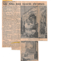 News article reporting on Roger Murray's efforts to repair a local antique barrel organ. The article notes Murray's fascinations with sounds, especially elevators, and his program on KFJC on musical oddities. Photographs of Murray working on the organ.