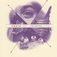 Announcement includes four photographic details of youth creating art.