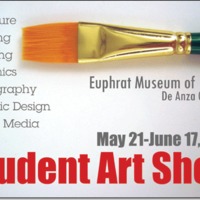 Design with horizontal green paintbrush at the top, red show title below.