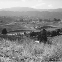 A view of the college under construction, taken from a hillside that is now  on the opposite side of the 280 Freeway. 