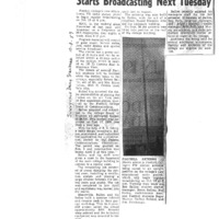 News article announcing that KFJC will start broadcasting October 13. Article notes that Bob Ballou applied for a FCC license with the help of R.A. Isberg and began constructing the station in the basement of Foothill College in Mountain View in April. The antenna was lifted onto the roof of the college by Ballou and Russel Rhoades on September 26. Photograph of raised antenna including Bob Ballou, Bryon Ballou (father), Bud Seeley (maintenance staff), Roger Murray, Nathan Ballard and Jim Fernbaugh (students).