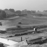 Bulldozers flatten the land in preparation for one of the many parking lots at Foothill College.