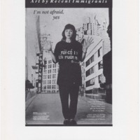 A recent female immigrant from Vietnam stands on Market Street, wears a 'Silent Voice' art t-shirt.