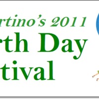 Graphic for Cupertino's 2011 Earth Day Festival with small image of world and two children
