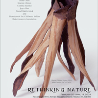 Chinen's sculpture of a cluster of upside-down agave leaves balancing on their tips. Basic show info.