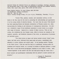 Introductory exhibition notes  about Carlos Villa with a major art historical quote.