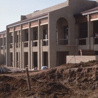 
The De Anza College Campus Center is nearly complete. This view, from the backside, shows the balcony outside the A and B conference rooms.