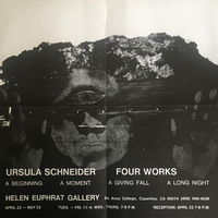 Poster with landscape superimposed with two hands, face with one eye.