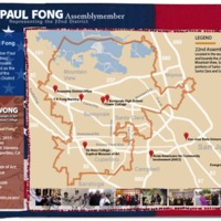 Map related to Paul Fong, Flo Oy Wong's art, and key locations in Fong's 22nd Assembly District.